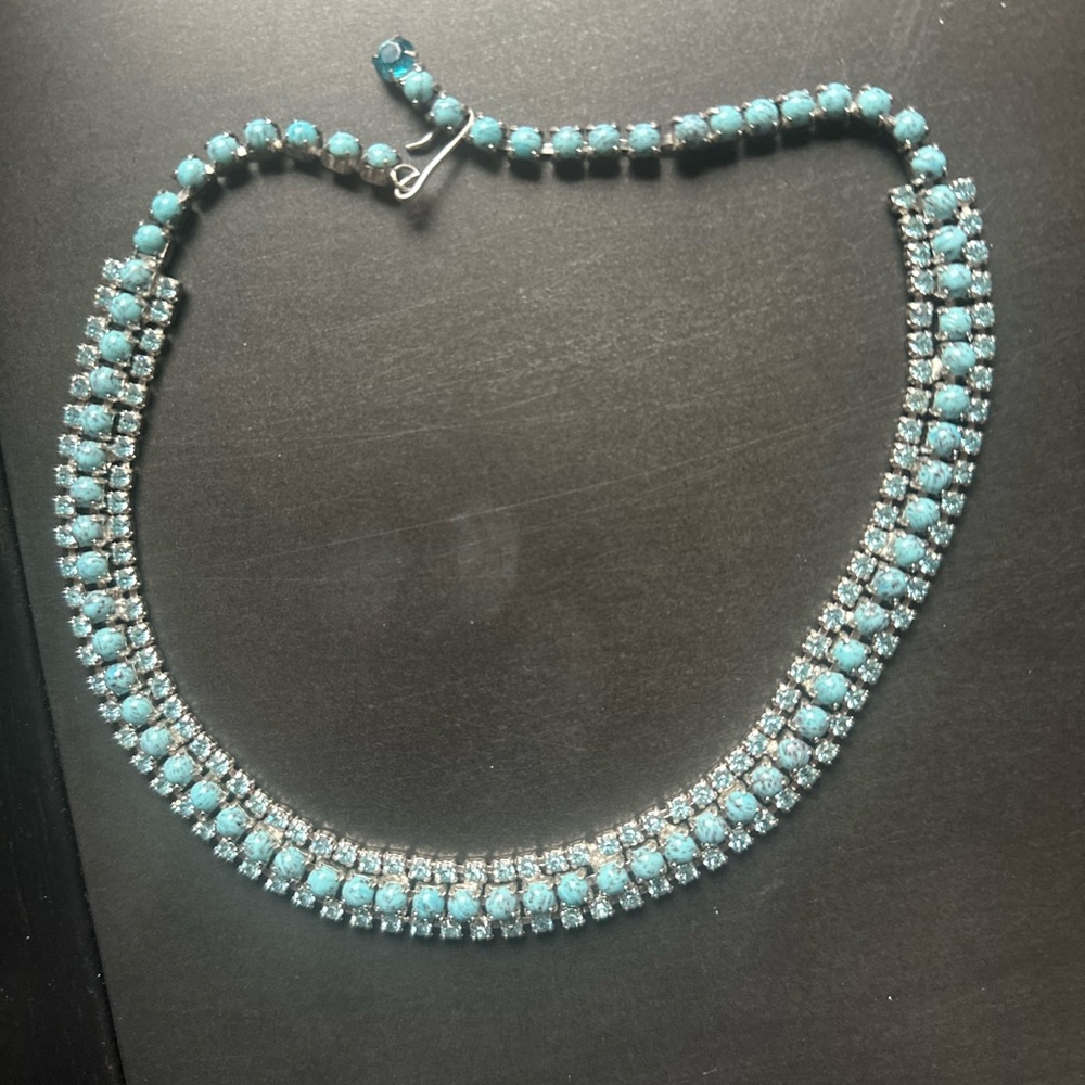 Vintage choker unique Elegant Silver and Turquoise Necklace